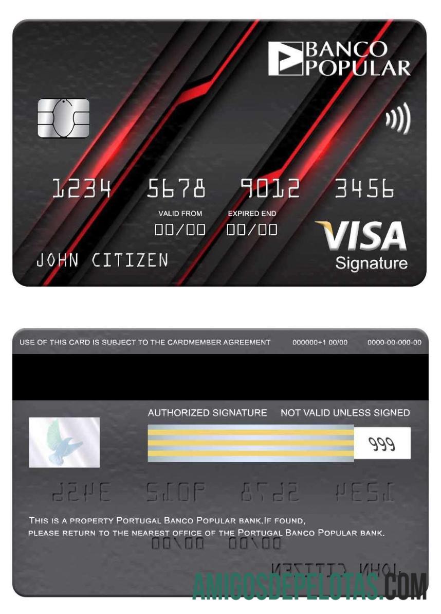 Portugal Banco Popular Bank Visa Signature Card real example